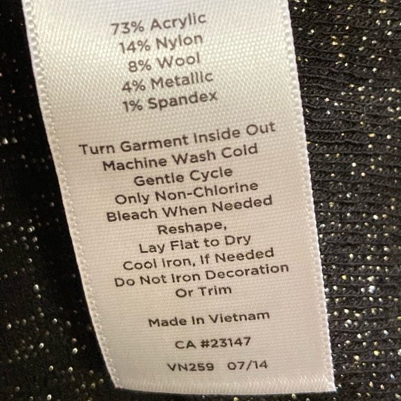 Talbots Wool Blend Black Silver Thread Sparkle Jeweled Detail Peplum Blouse! - Picture 9 of 12